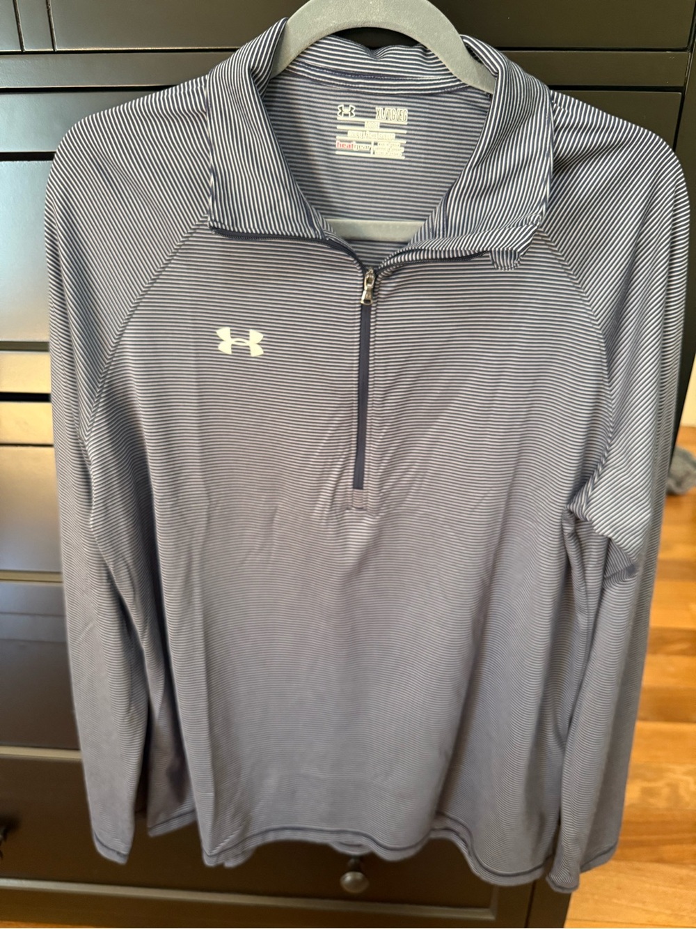 Under Armour Men’s Navy Micro-Striped Quarter-Zip Heat Gear